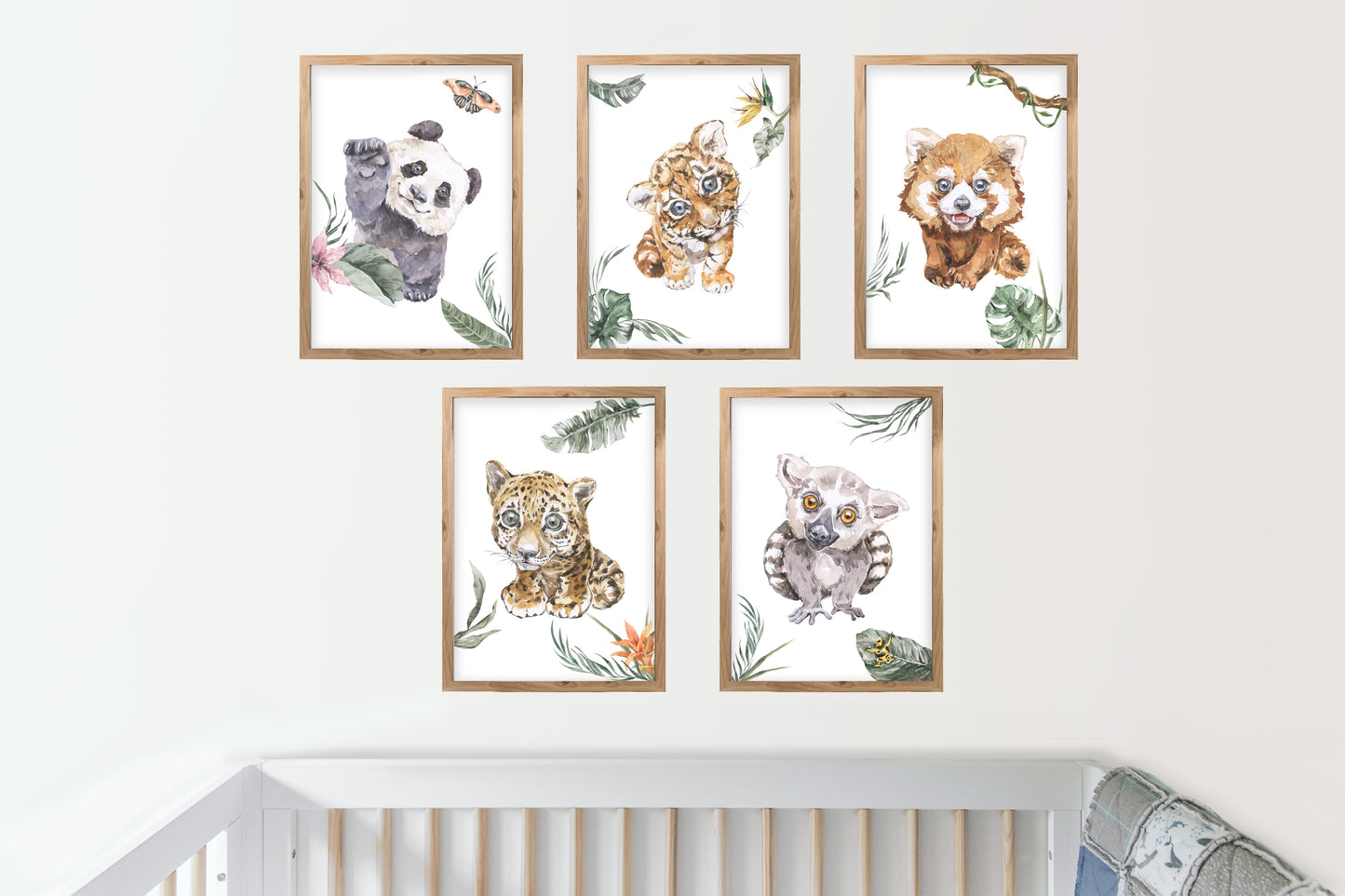 5er Dschungel-Tiere Poster-Set fürs Kinderzimmer I Süße Babyzimmer Deko