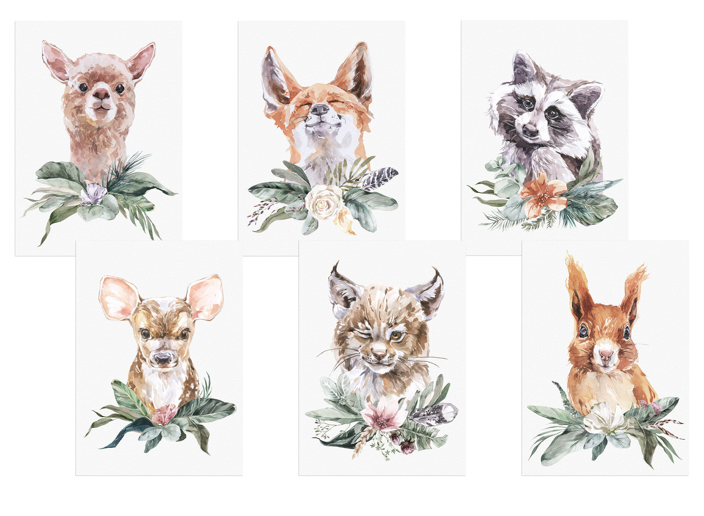 6er Poster Set Baby Waldtiere mit Flora • CreativeRobin
