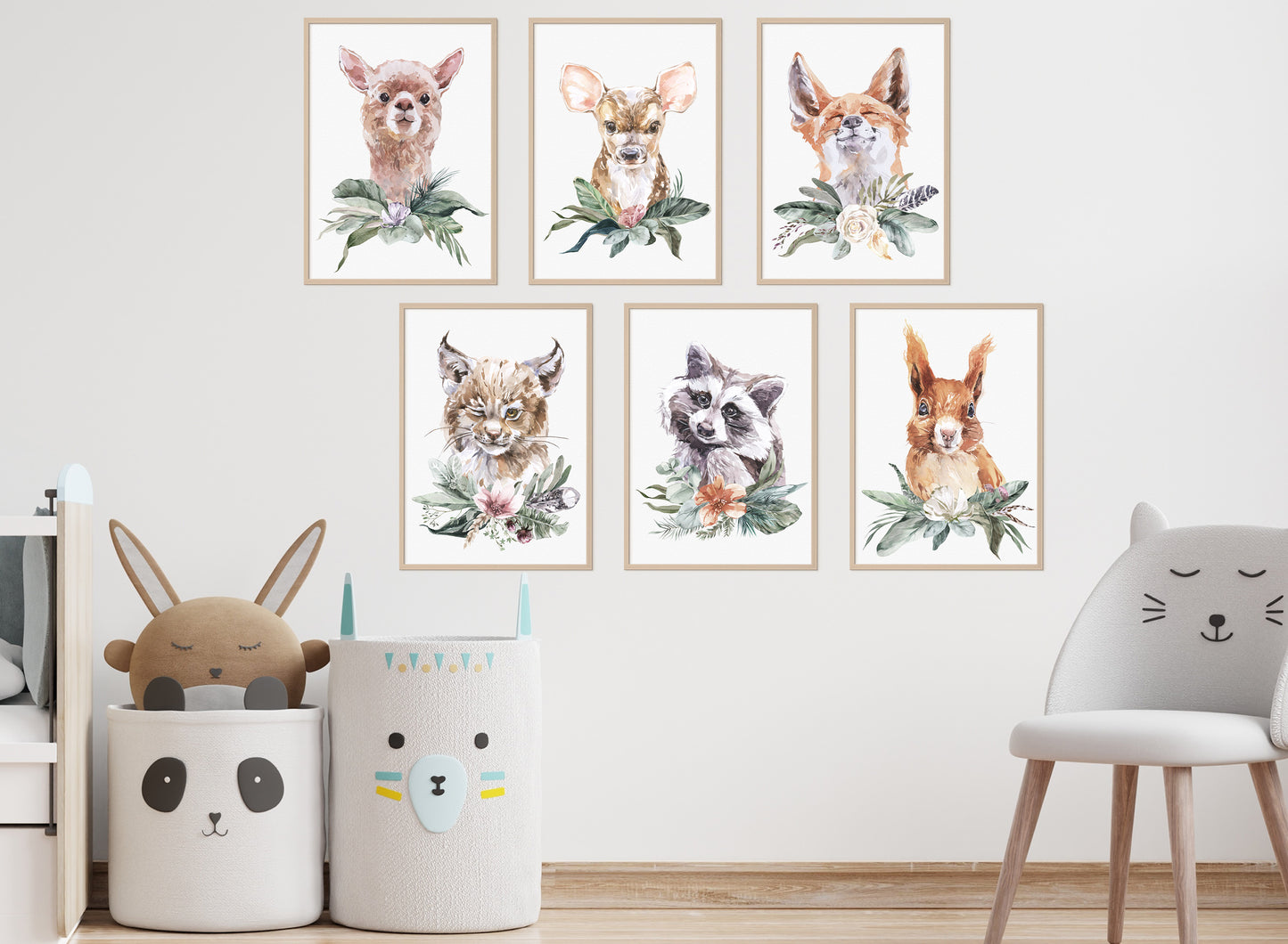 6er Poster Set Baby Waldtiere mit Flora • CreativeRobin