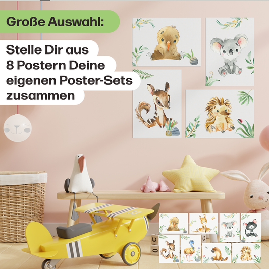 8er Tier-Poster-Set Australiens I Süße Kinderzimmer Deko I A5 Größe