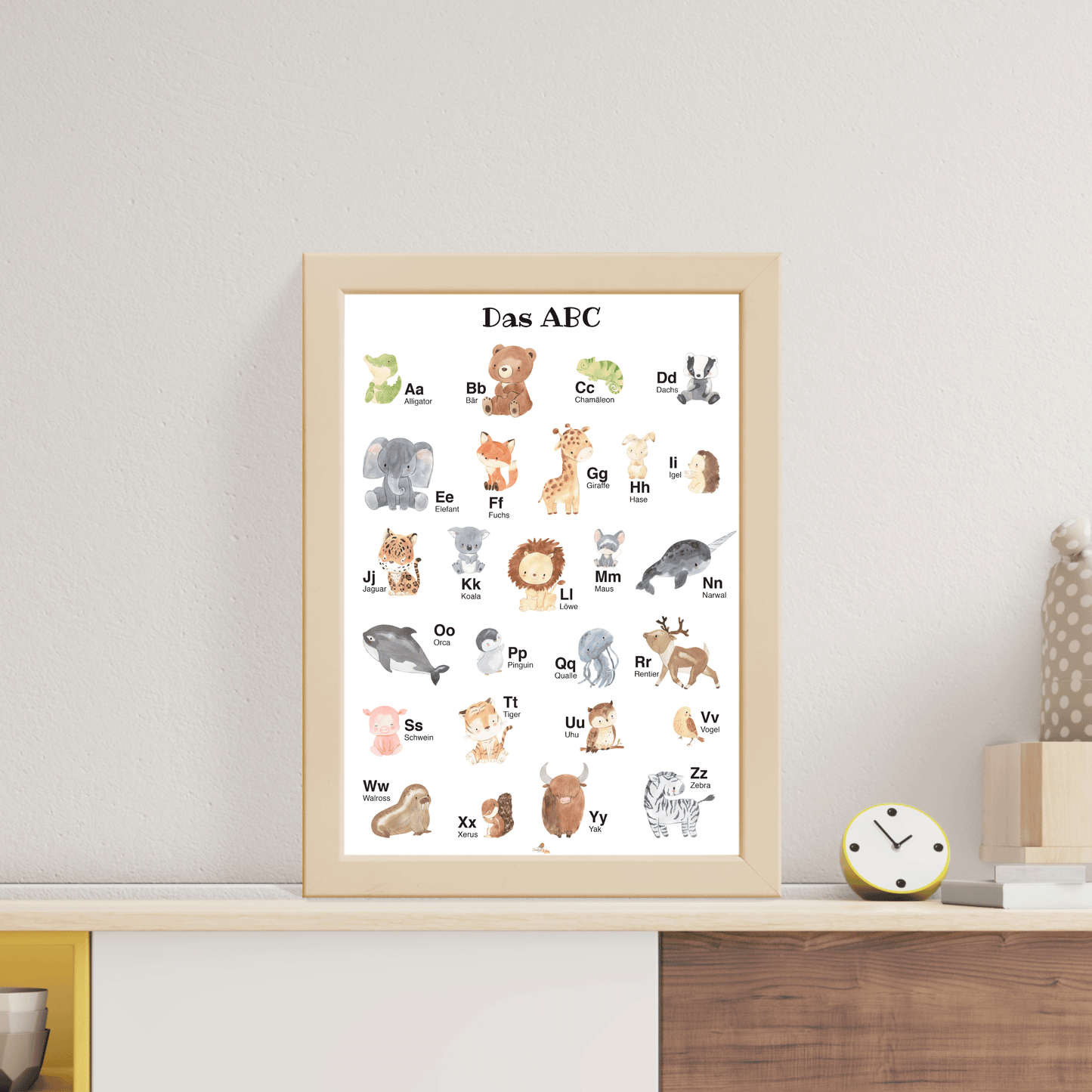 Alphabet Poster mit Tier ABC als Babyzimmer Deko | A3 Größe