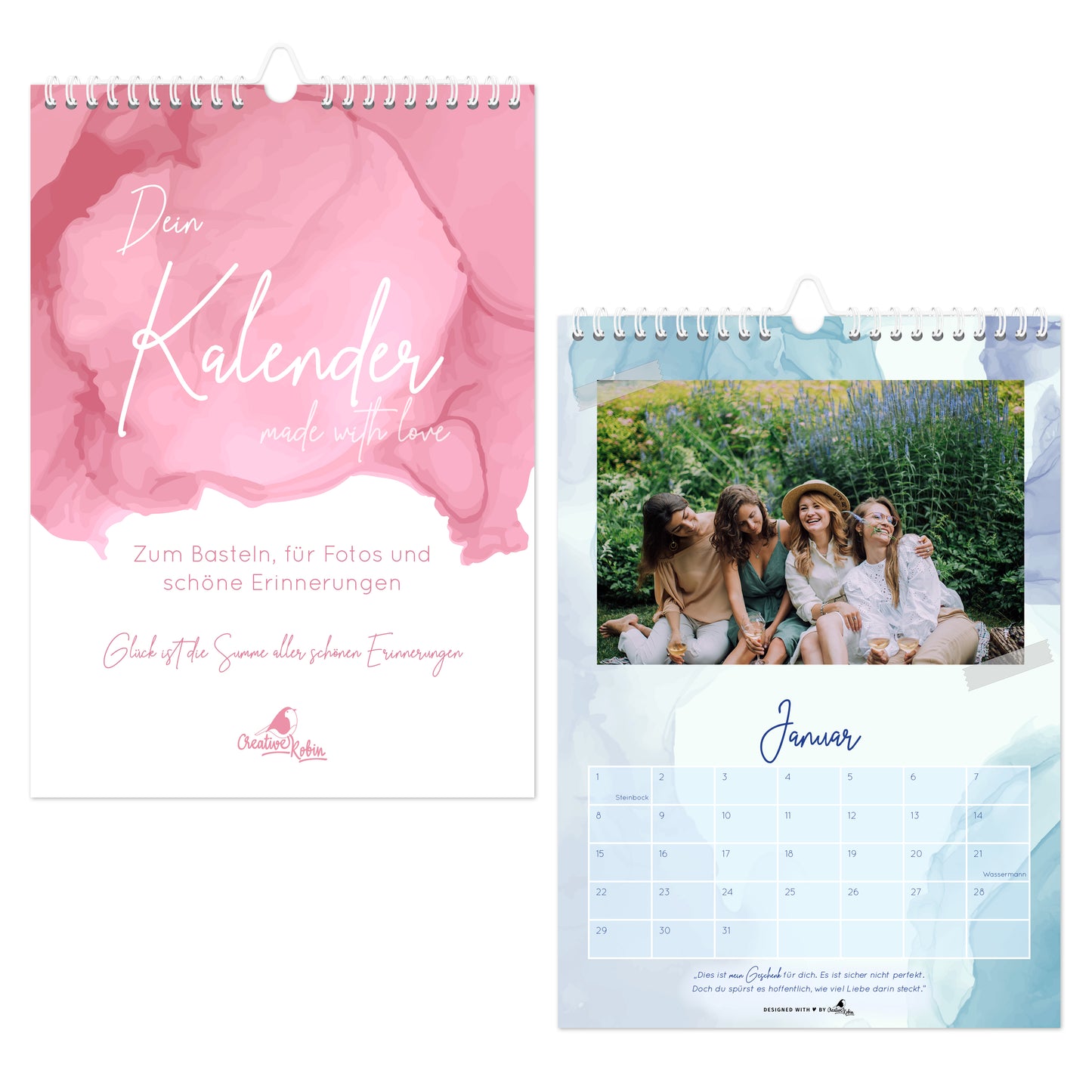 Fotokalender jahresunabhängig I A4 Bastelkalender mit netten Sprüchen I immerwährender Wandkalender