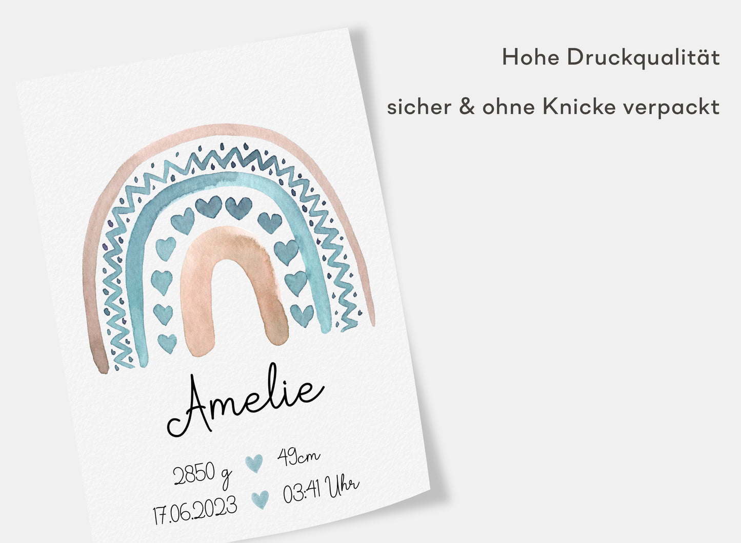 Regenbogen Geburtsposter mit Babyname & Geburtsdaten