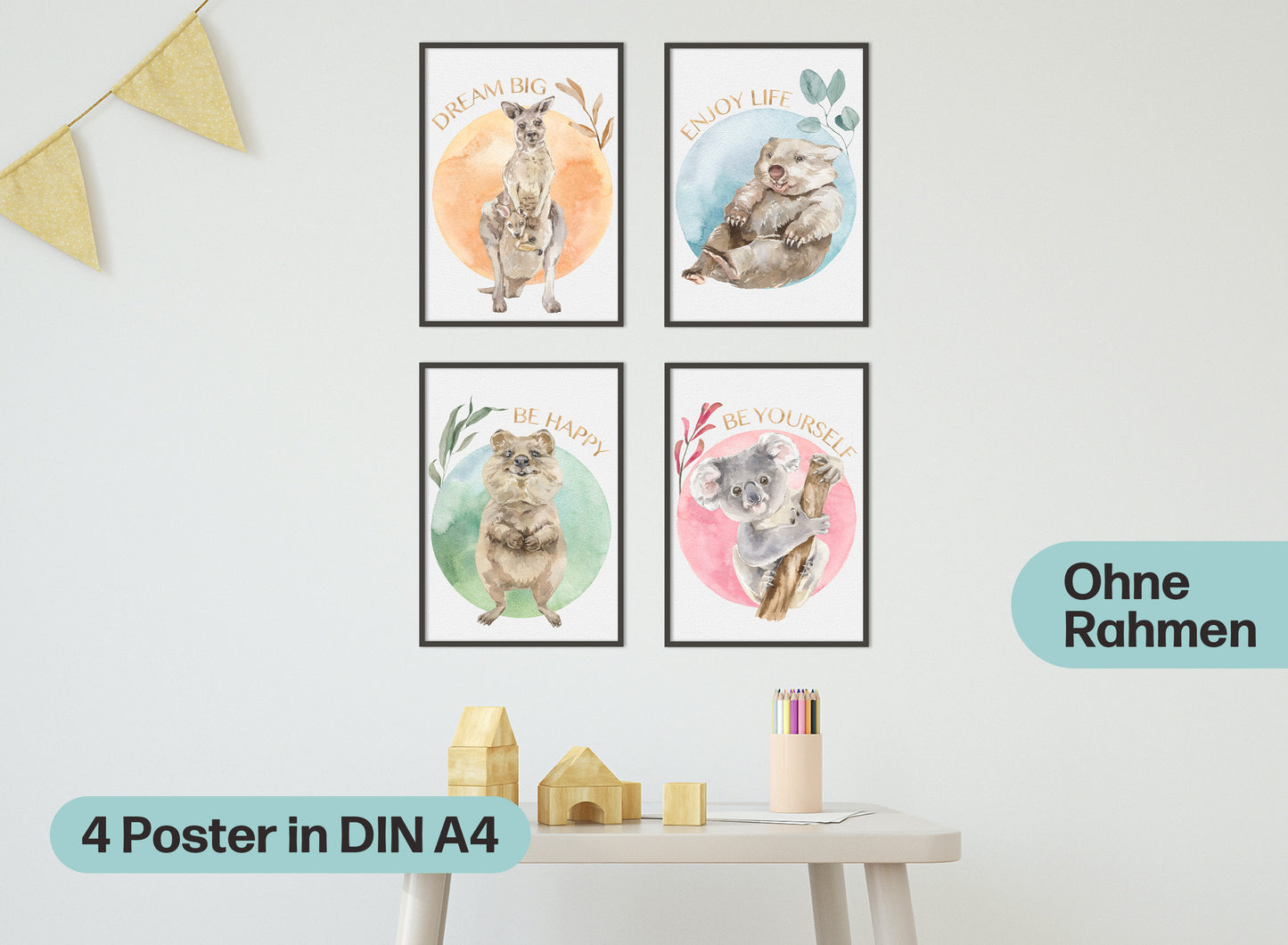 4er Poster Set • Baby Tiere Australiens • DIN A4 • CreativeRobin