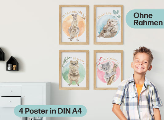 4er Poster Set • Baby Tiere Australiens • DIN A4 • CreativeRobin