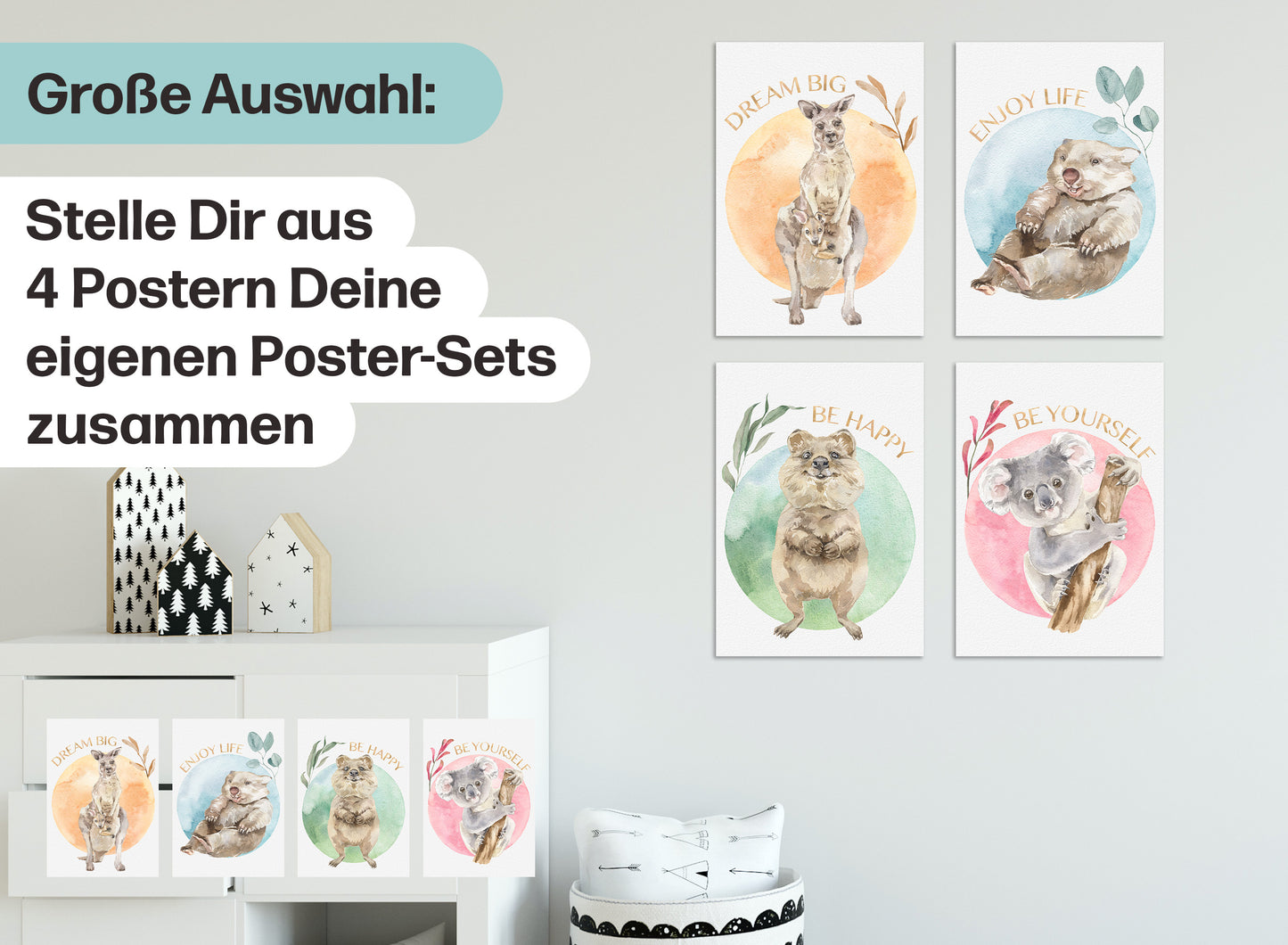 4er Poster Set • Baby Tiere Australiens • DIN A4 • CreativeRobin