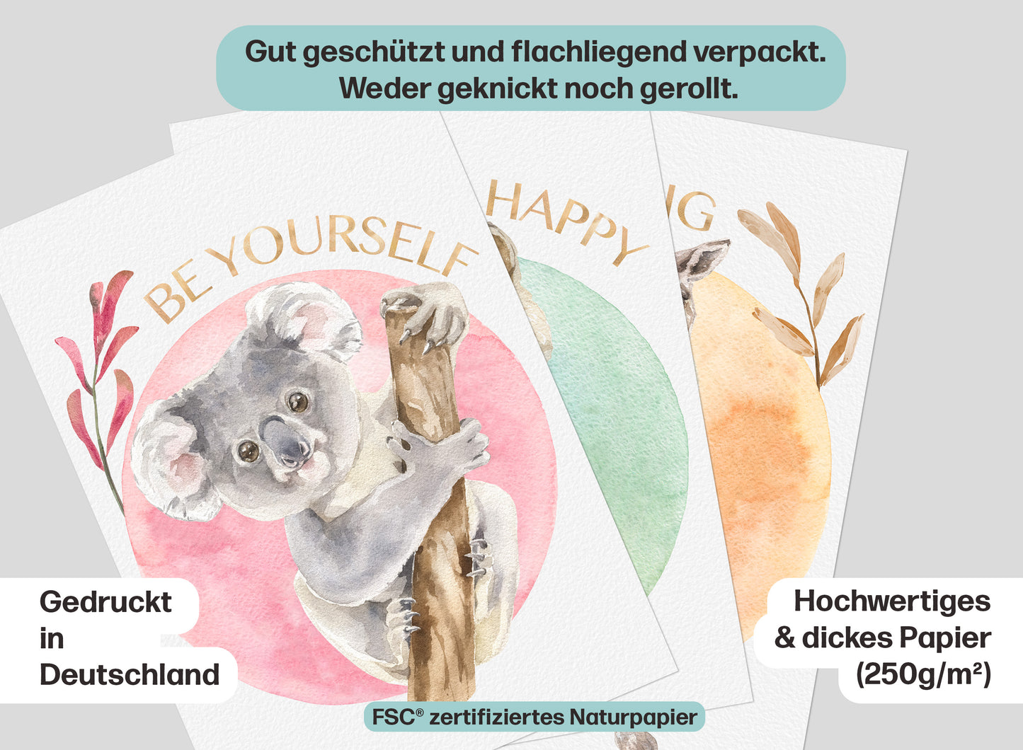4er Poster Set • Baby Tiere Australiens • DIN A4 • CreativeRobin