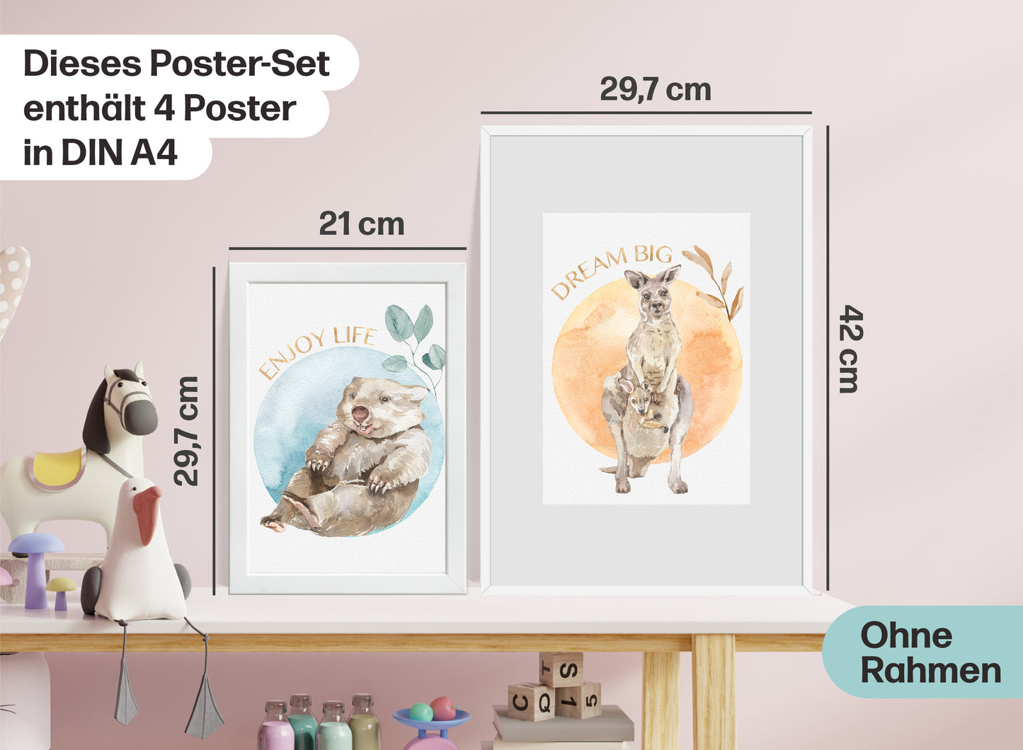 4er Poster Set • Baby Tiere Australiens • DIN A4 • CreativeRobin