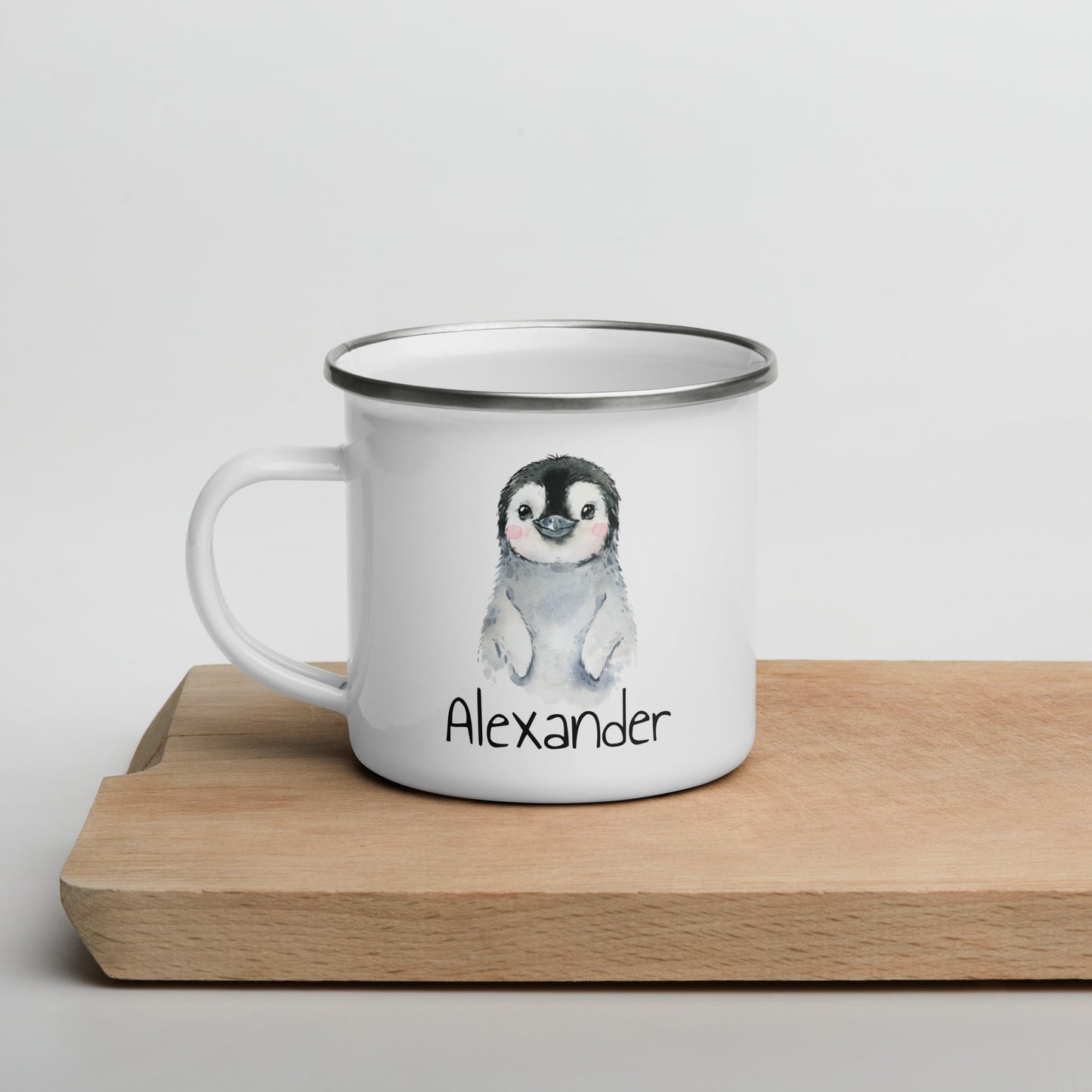 Süße Namenstasse mit Tier-Motiven • personalisierbare Emailletasse als schönes Geschenk