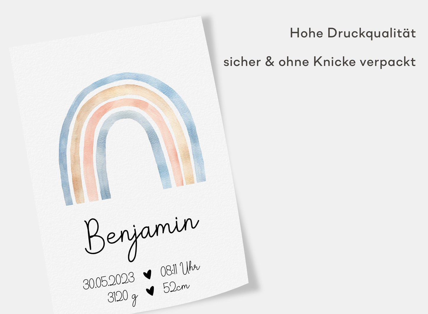Regenbogen Geburtsposter mit Babyname & Geburtsdaten