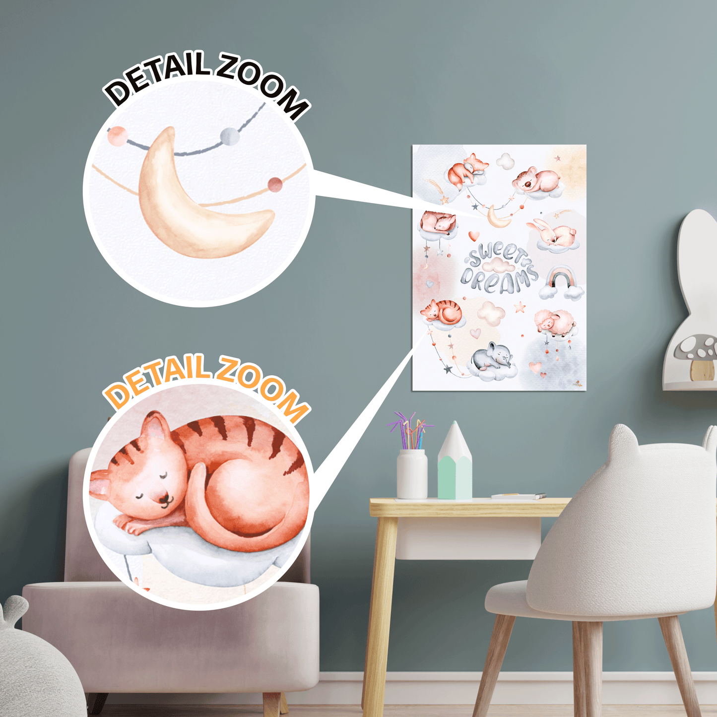 Süße schlafende Tiere-Poster fürs Kinderzimmer, Kindergarten & Grundschule | DIN A3 Größe