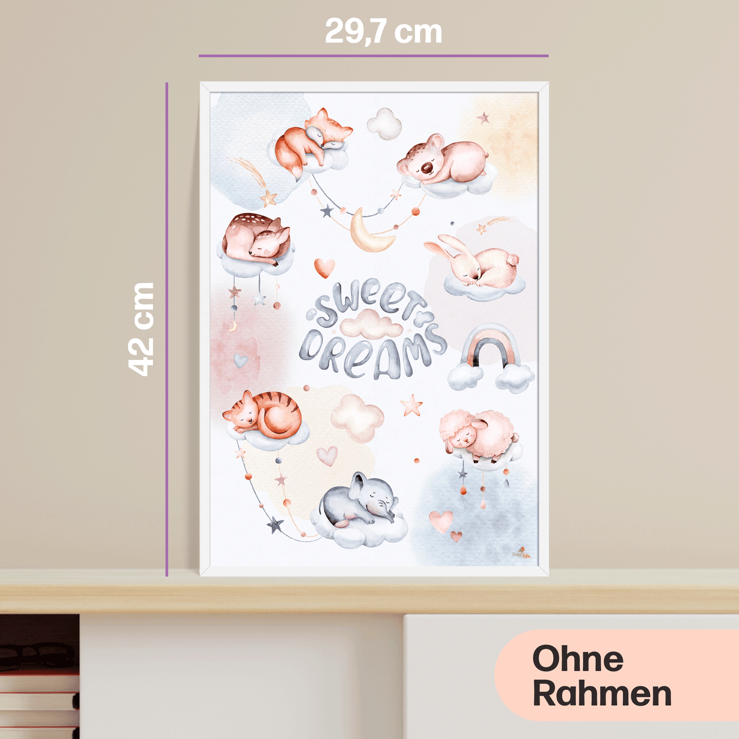 Süße schlafende Tiere-Poster fürs Kinderzimmer, Kindergarten & Grundschule | DIN A3 Größe
