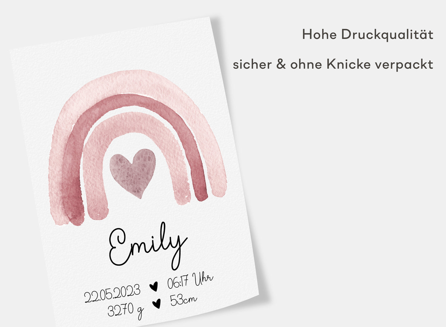 Regenbogen Geburtsposter mit Babyname & Geburtsdaten