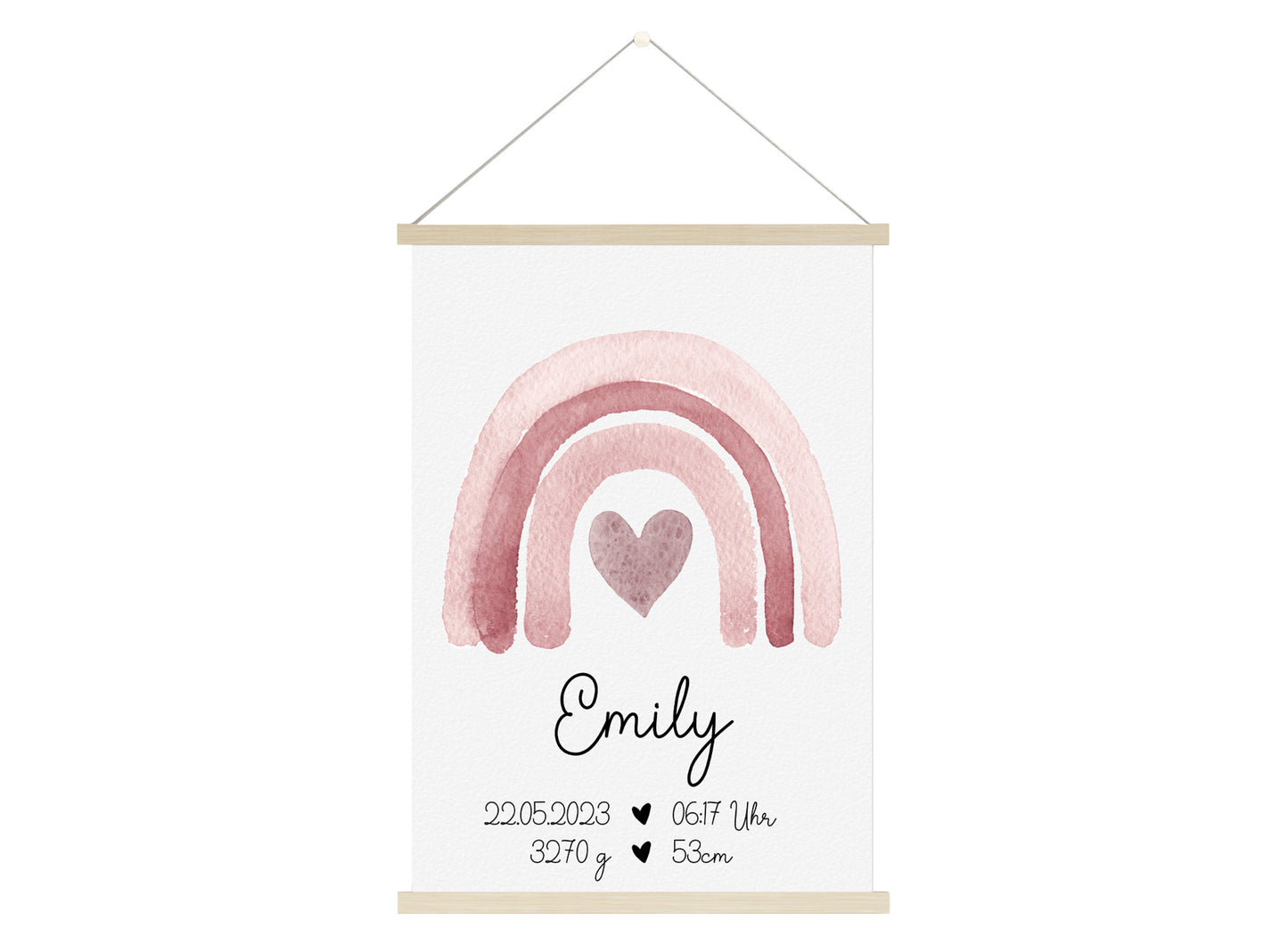 Regenbogen Geburtsposter mit Babyname & Geburtsdaten