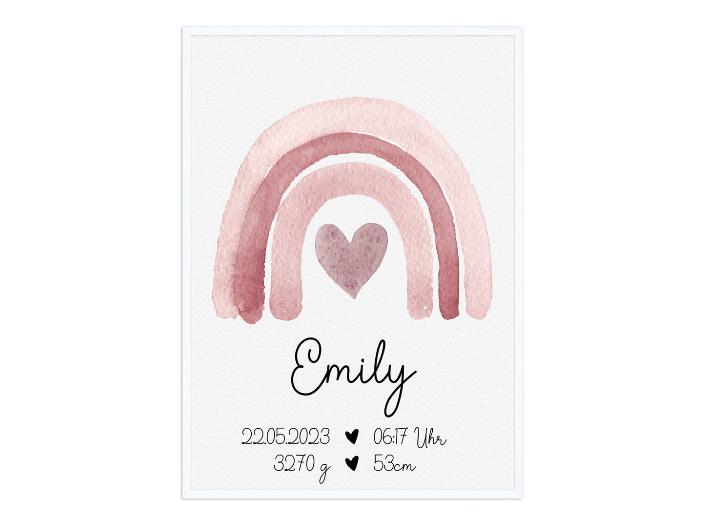 Regenbogen Geburtsposter mit Babyname & Geburtsdaten