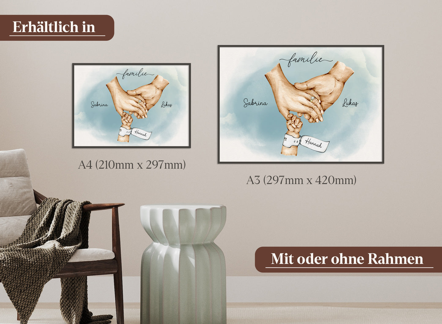 FamilienhÀnde-Poster mit 1 Baby
