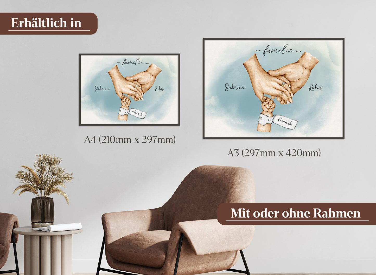FamilienhÀnde-Poster mit 1 Baby