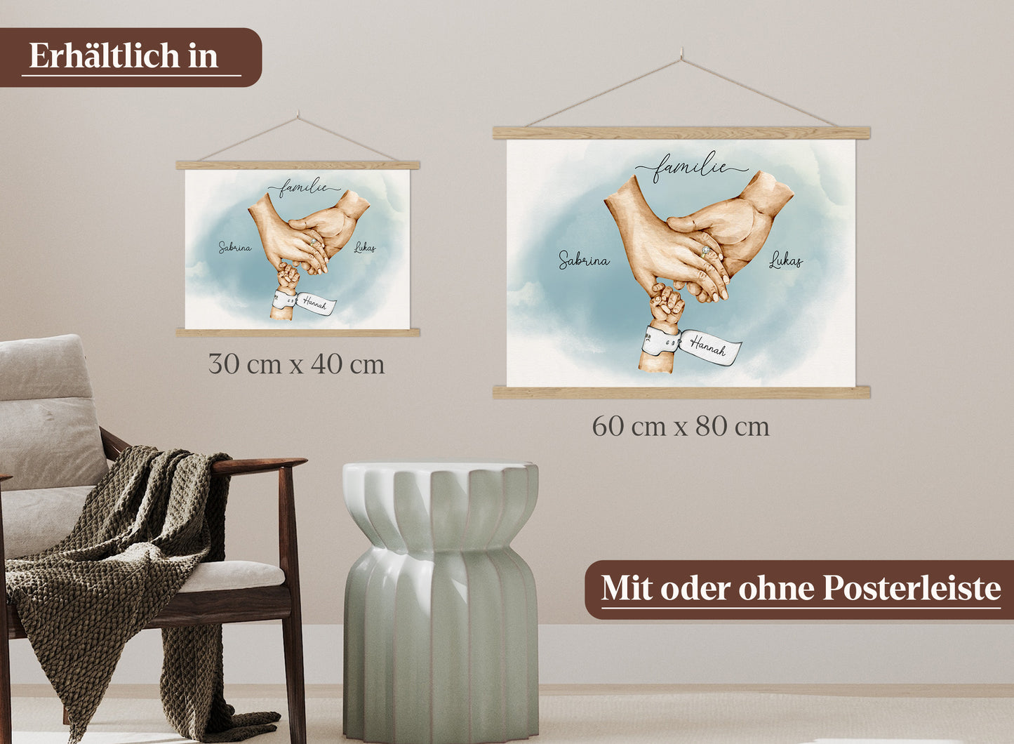FamilienhÀnde-Poster mit 1 Baby