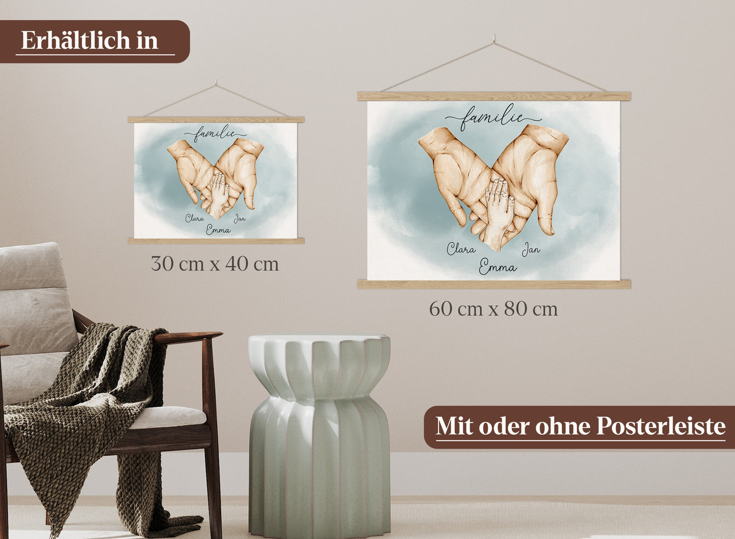 FamilienhÀnde-Poster mit 1 Baby