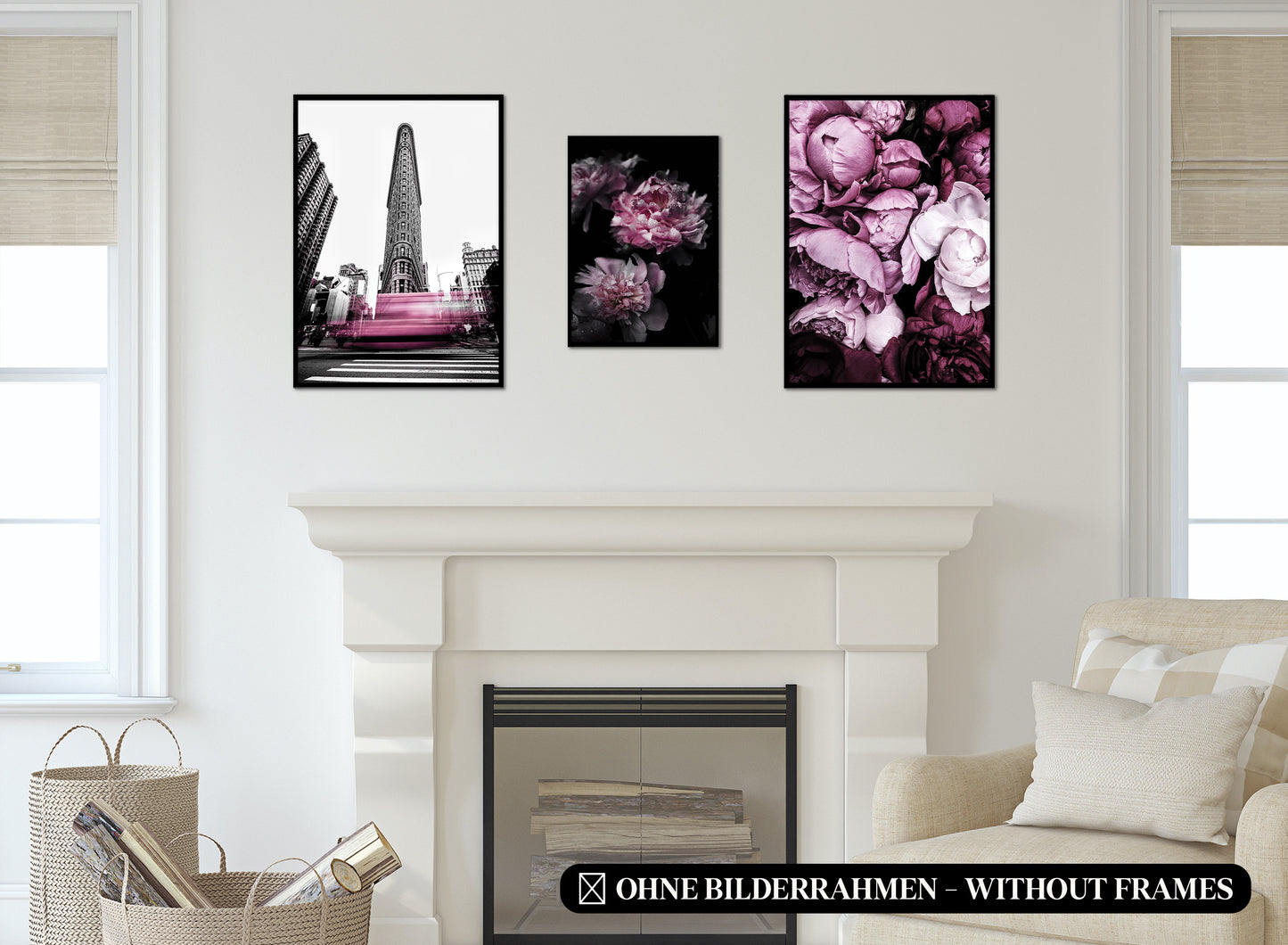 » Violett, Pink, Rosa Mode & Style « Poster Set als Wohnzimmer Deko | 4x A3 + 2x A4 Wandbilder Collage | ohne Rahmen