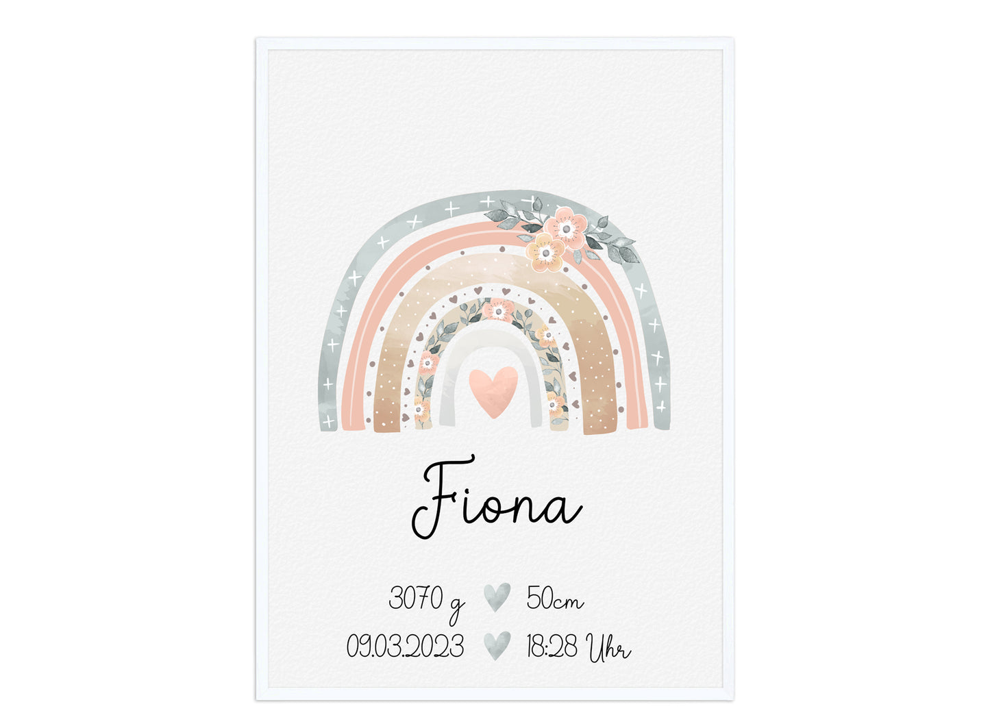 Regenbogen Geburtsposter mit Babyname & Geburtsdaten