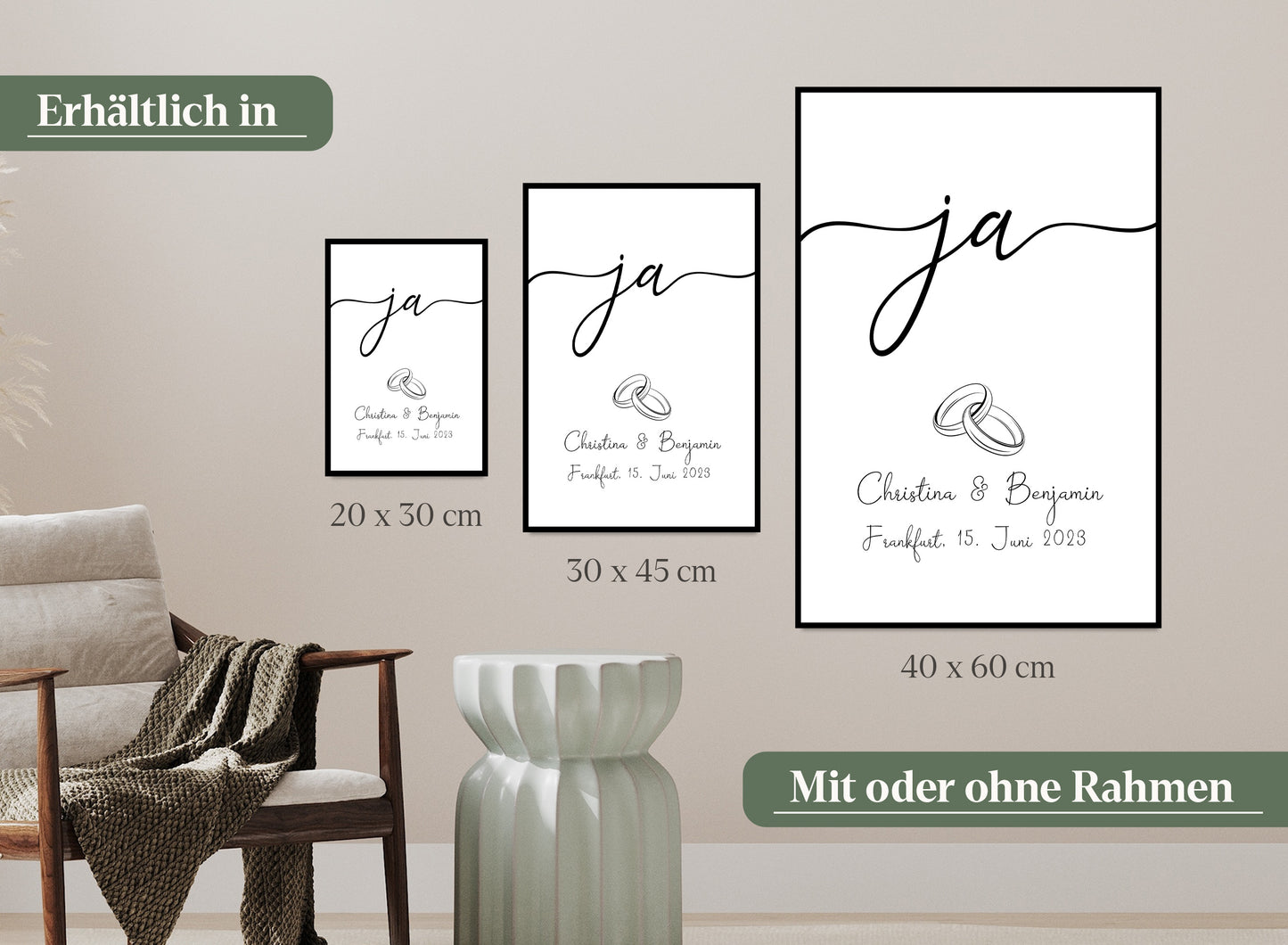 JA-Wort Hochzeits-Poster I Schöne Erinnerung