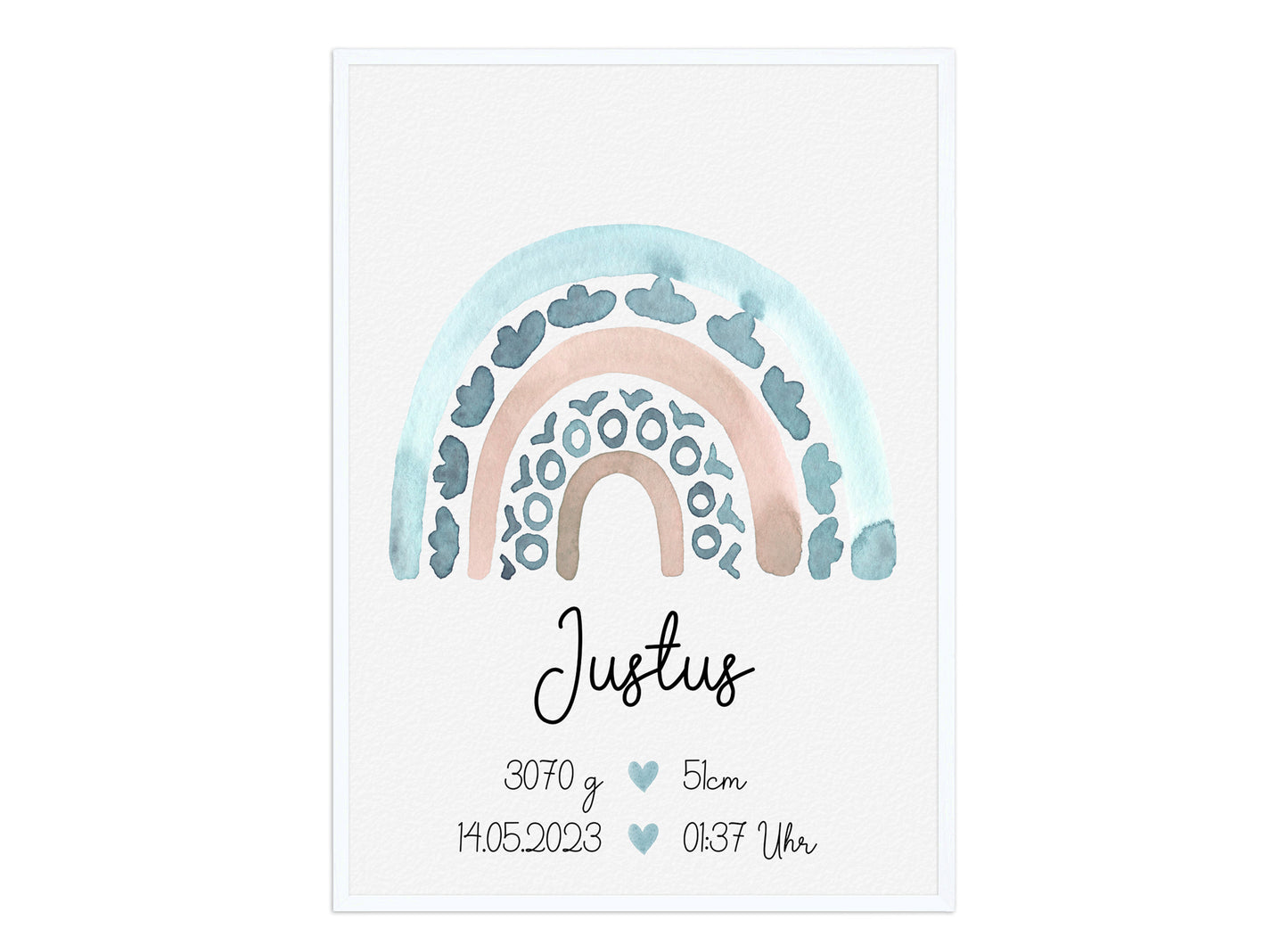 Regenbogen Geburtsposter mit Babyname & Geburtsdaten