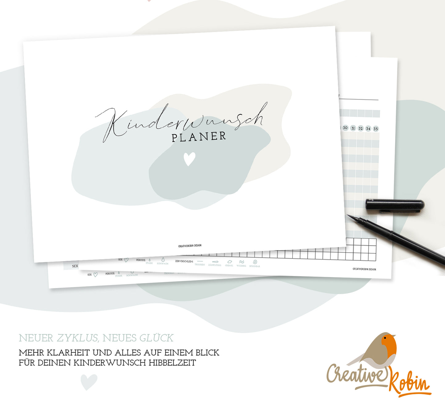 Kinderwunsch Planer zum Ausdrucken | Eisprung Planer | Baby Planer | Schwangerschafts-Planner • 10 Seiten