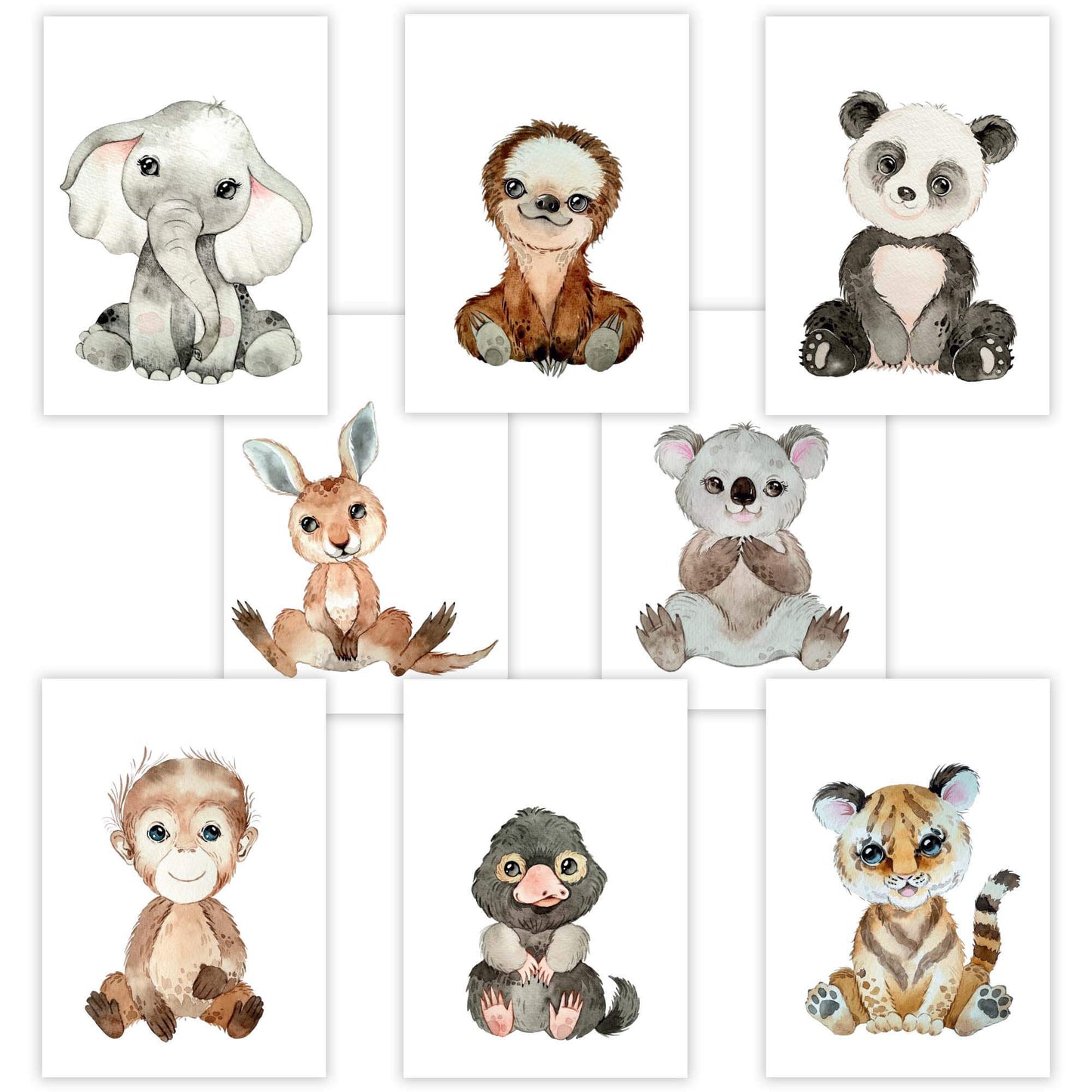Süßes Tier Poster-Set fürs Kinderzimmer I Babyzimmer Deko I DIN A4