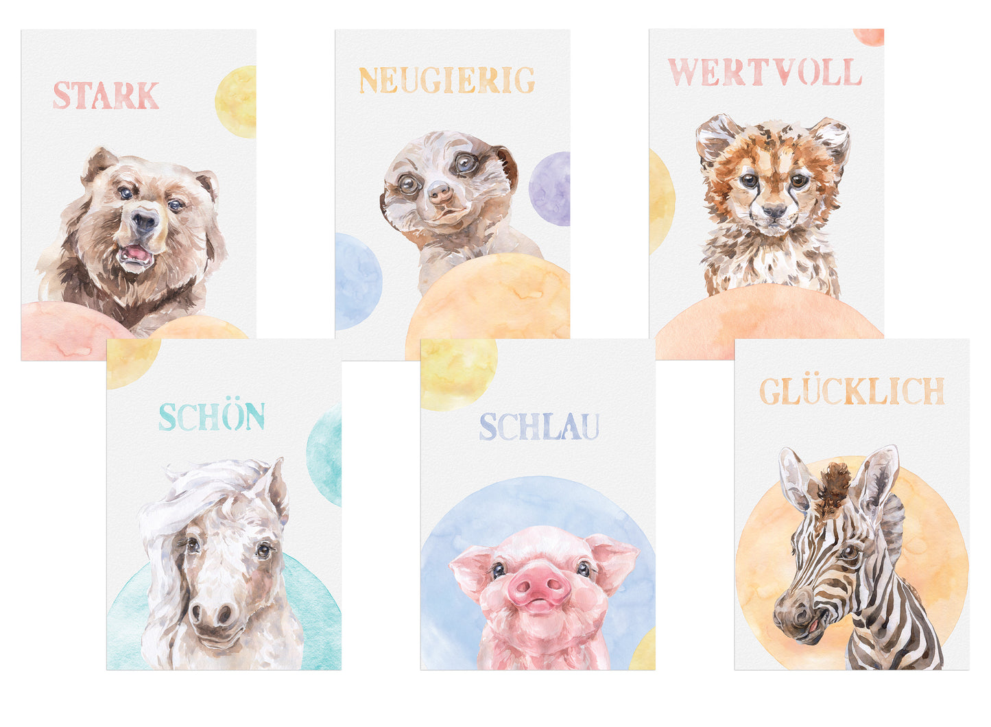 6er Tier-Poster Set • Süße Babyzimmer Deko • DIN A4 • CreativeRobin