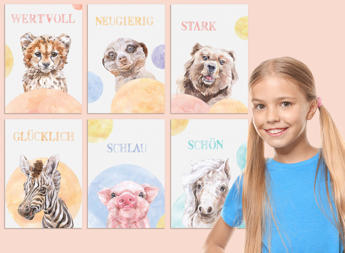 6er Tier-Poster Set • Süße Babyzimmer Deko • DIN A4 • CreativeRobin