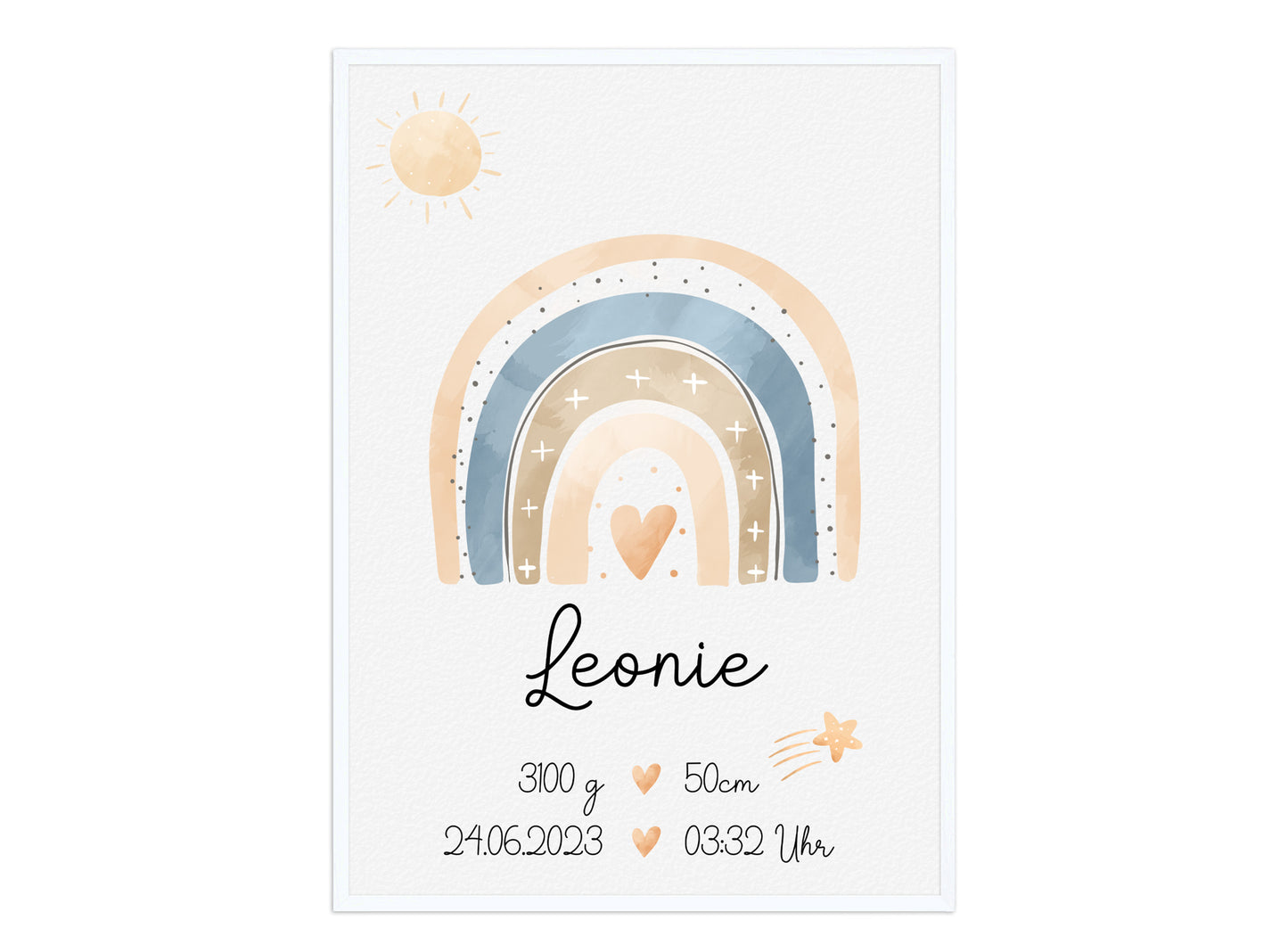 Regenbogen Geburtsposter mit Babyname & Geburtsdaten