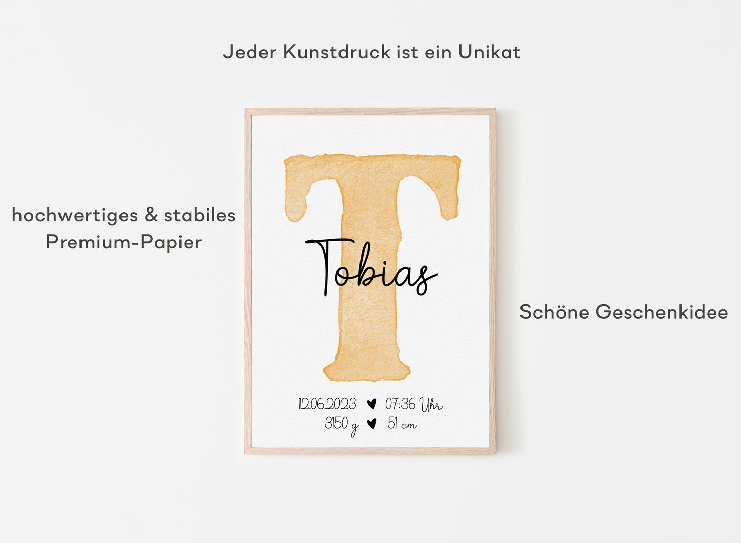 Personalisierbares Baby Geburtsposter mit Babyname & Geburtsdaten