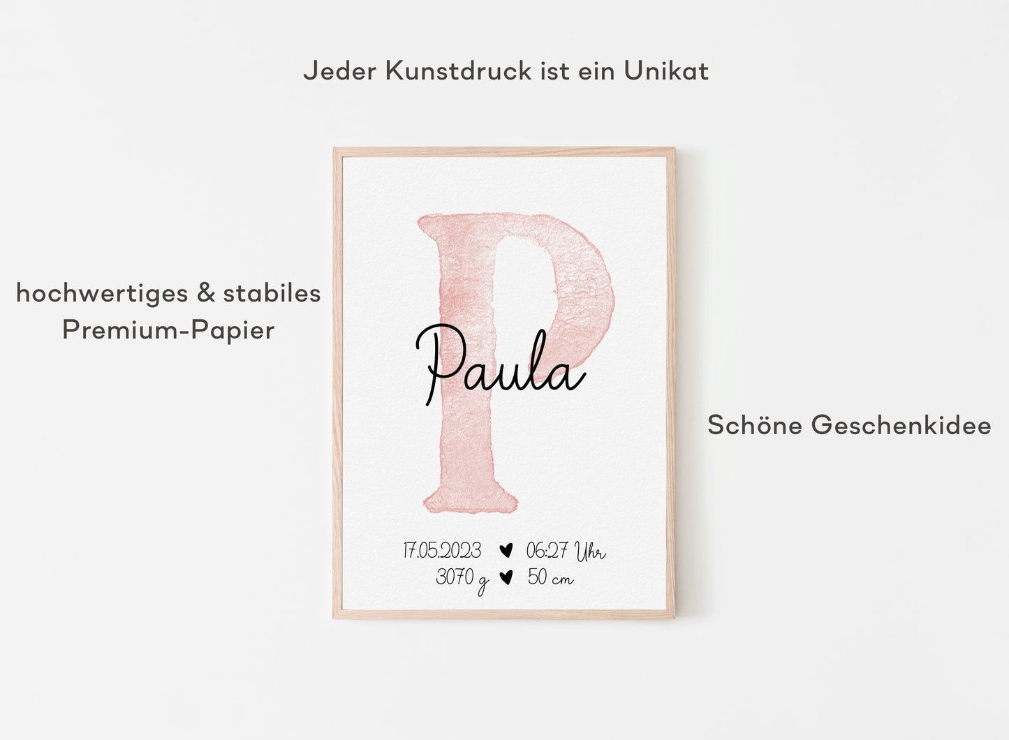 Personalisierbares Baby Geburtsposter mit Babyname & Geburtsdaten