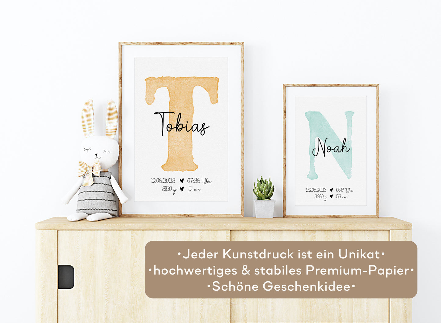 Personalisierbares Baby Geburtsposter mit Babyname & Geburtsdaten
