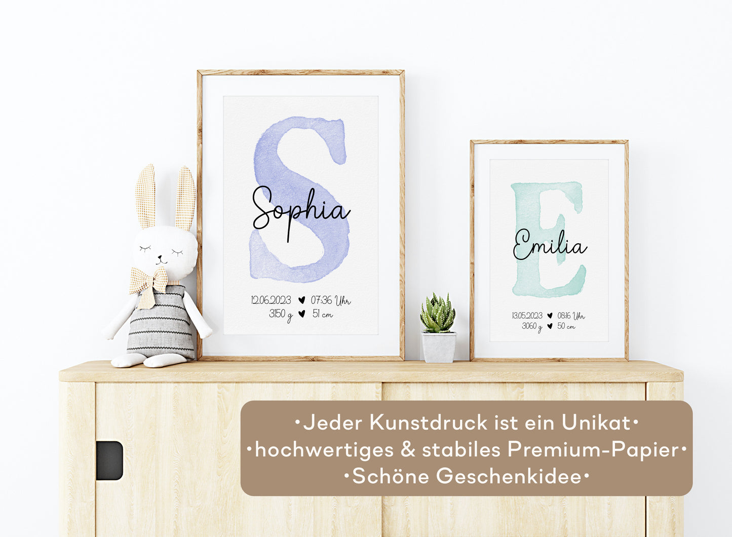 Personalisierbares Baby Geburtsposter mit Babyname & Geburtsdaten