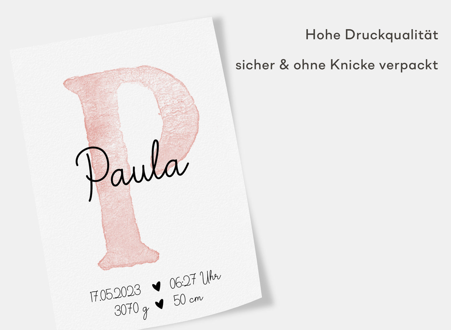 Personalisierbares Baby Geburtsposter mit Babyname & Geburtsdaten