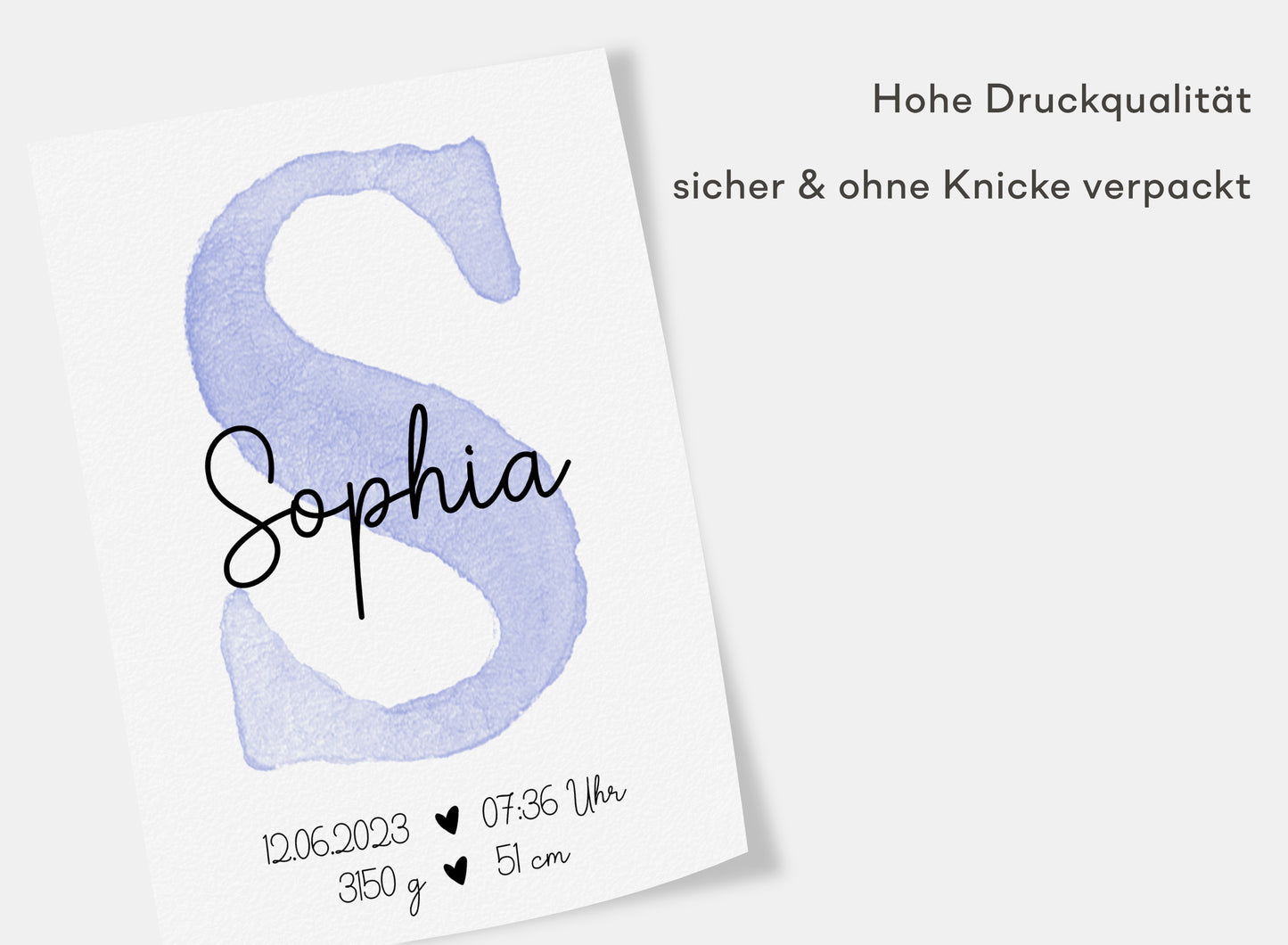 Personalisierbares Baby Geburtsposter mit Babyname & Geburtsdaten