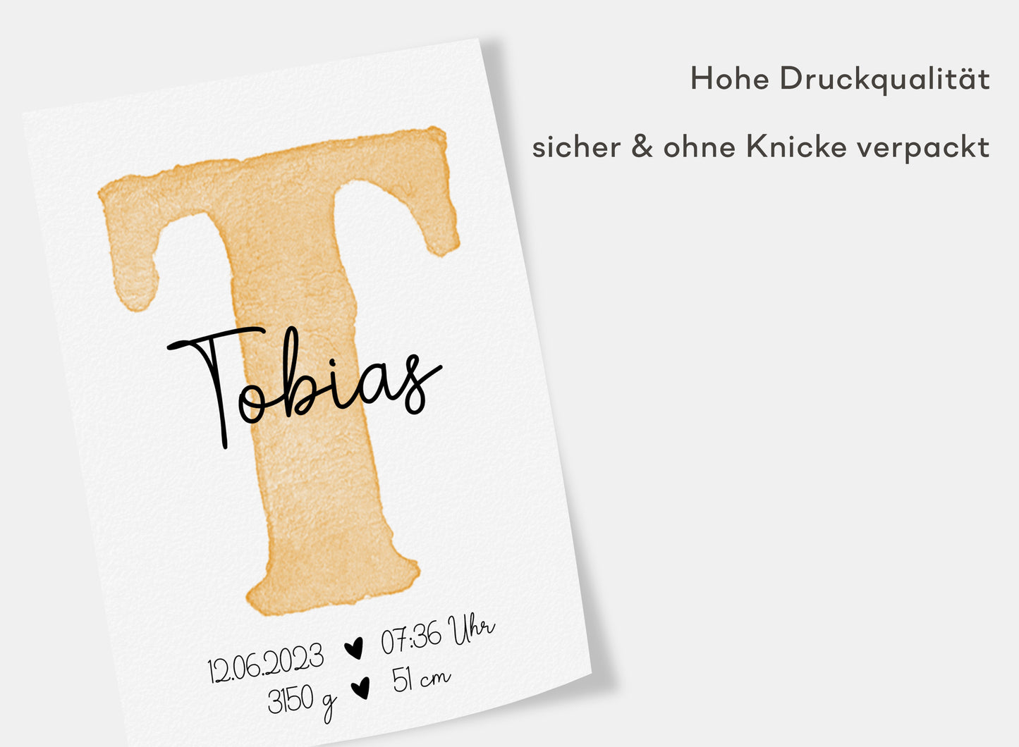 Personalisierbares Baby Geburtsposter mit Babyname & Geburtsdaten