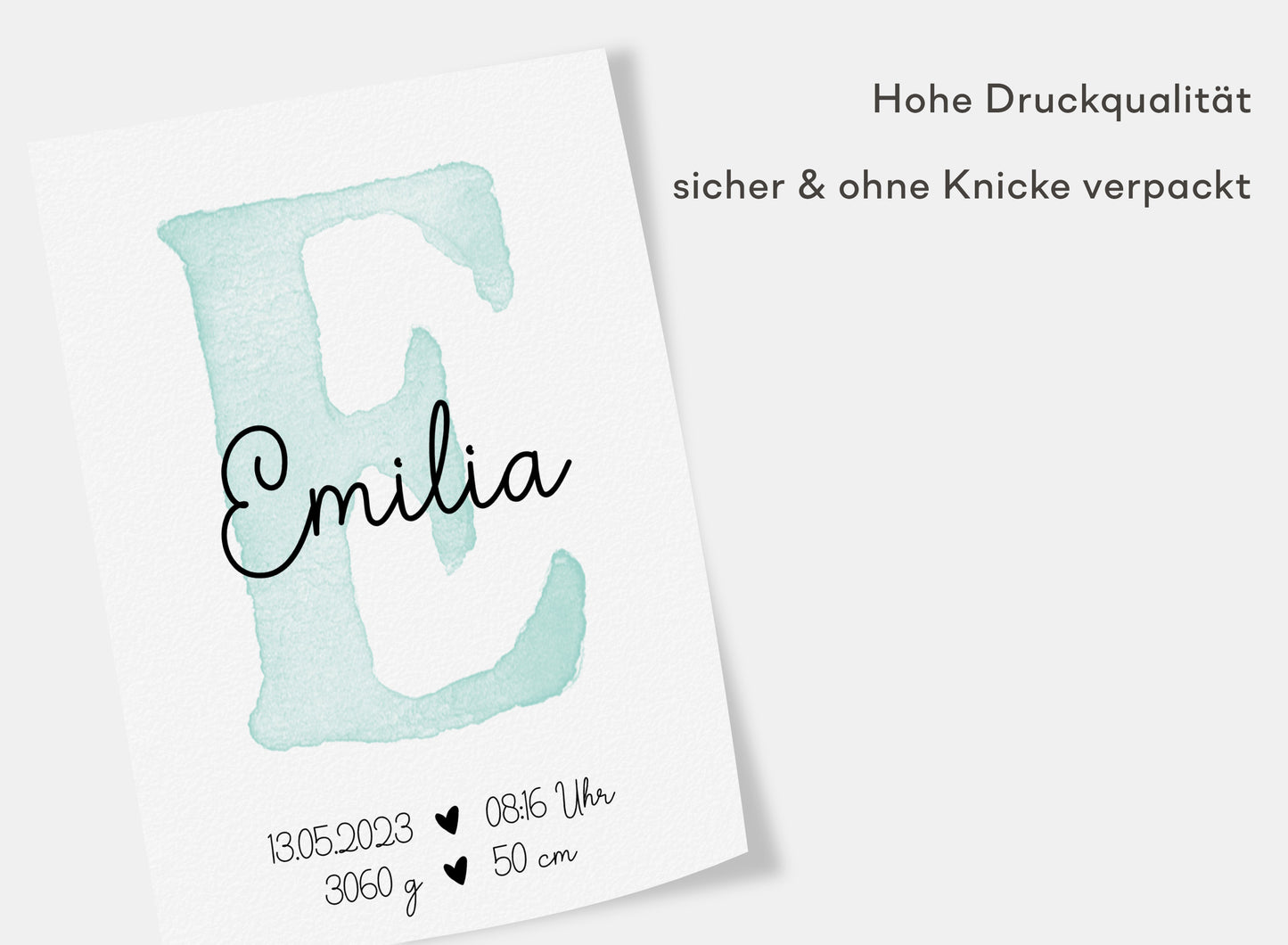 Personalisierbares Baby Geburtsposter mit Babyname & Geburtsdaten