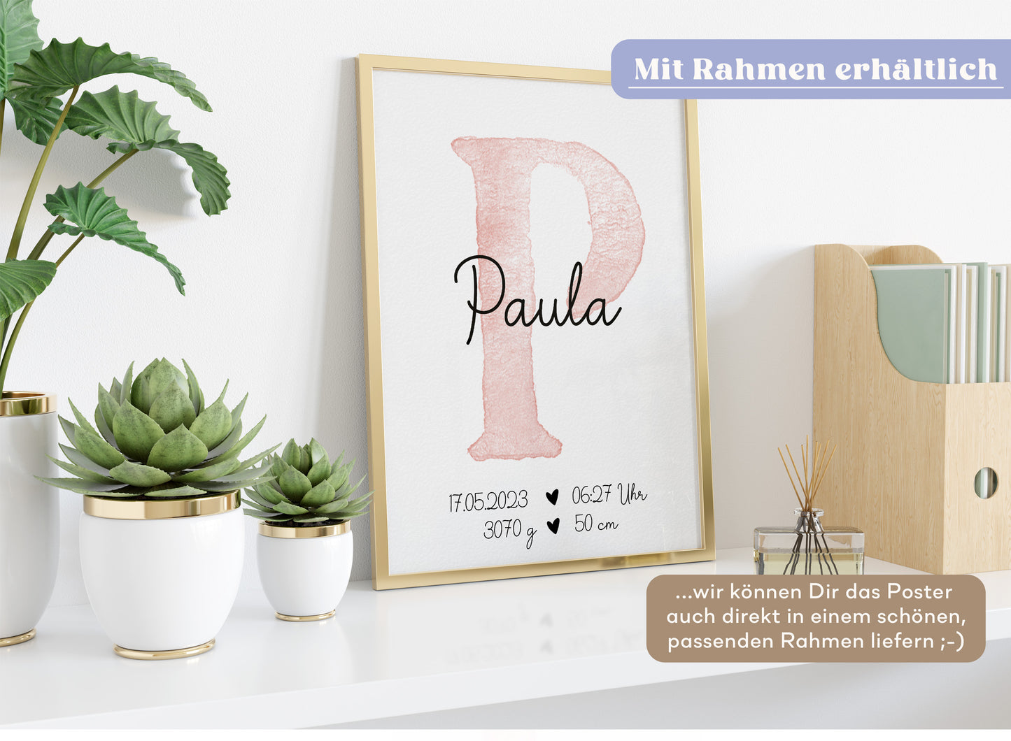 Personalisierbares Baby Geburtsposter mit Babyname & Geburtsdaten