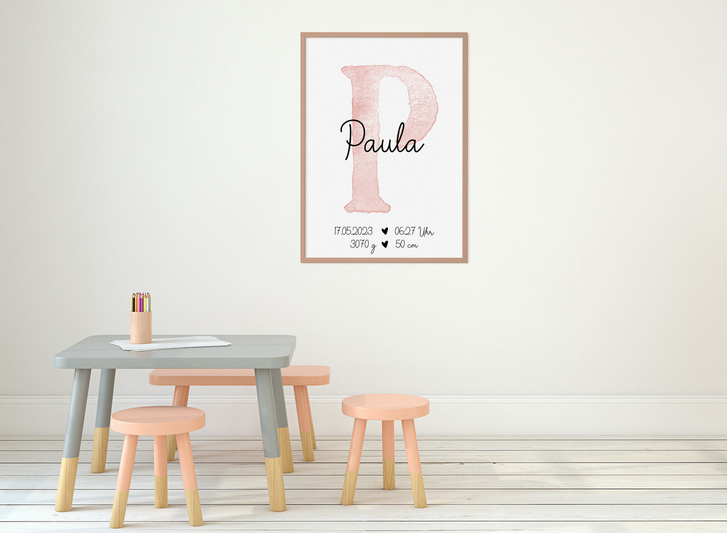 Personalisierbares Baby Geburtsposter mit Babyname & Geburtsdaten