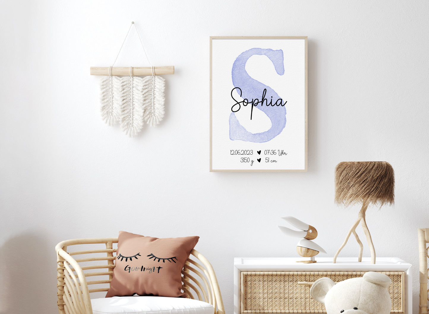 Personalisierbares Baby Geburtsposter mit Babyname & Geburtsdaten