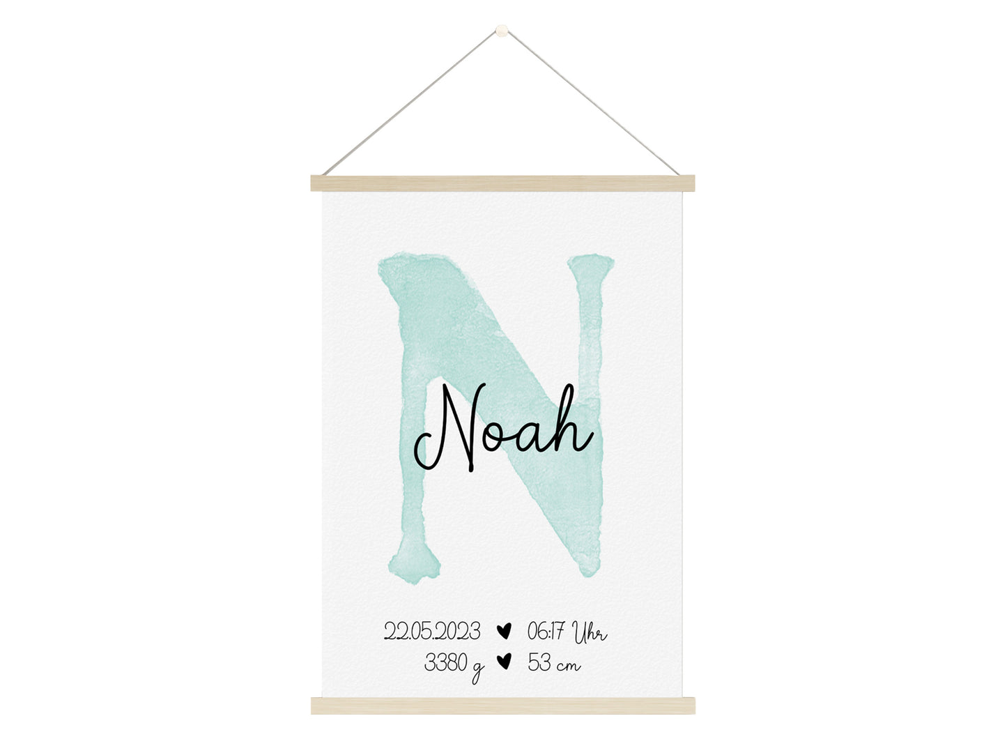 Personalisierbares Baby Geburtsposter mit Babyname & Geburtsdaten