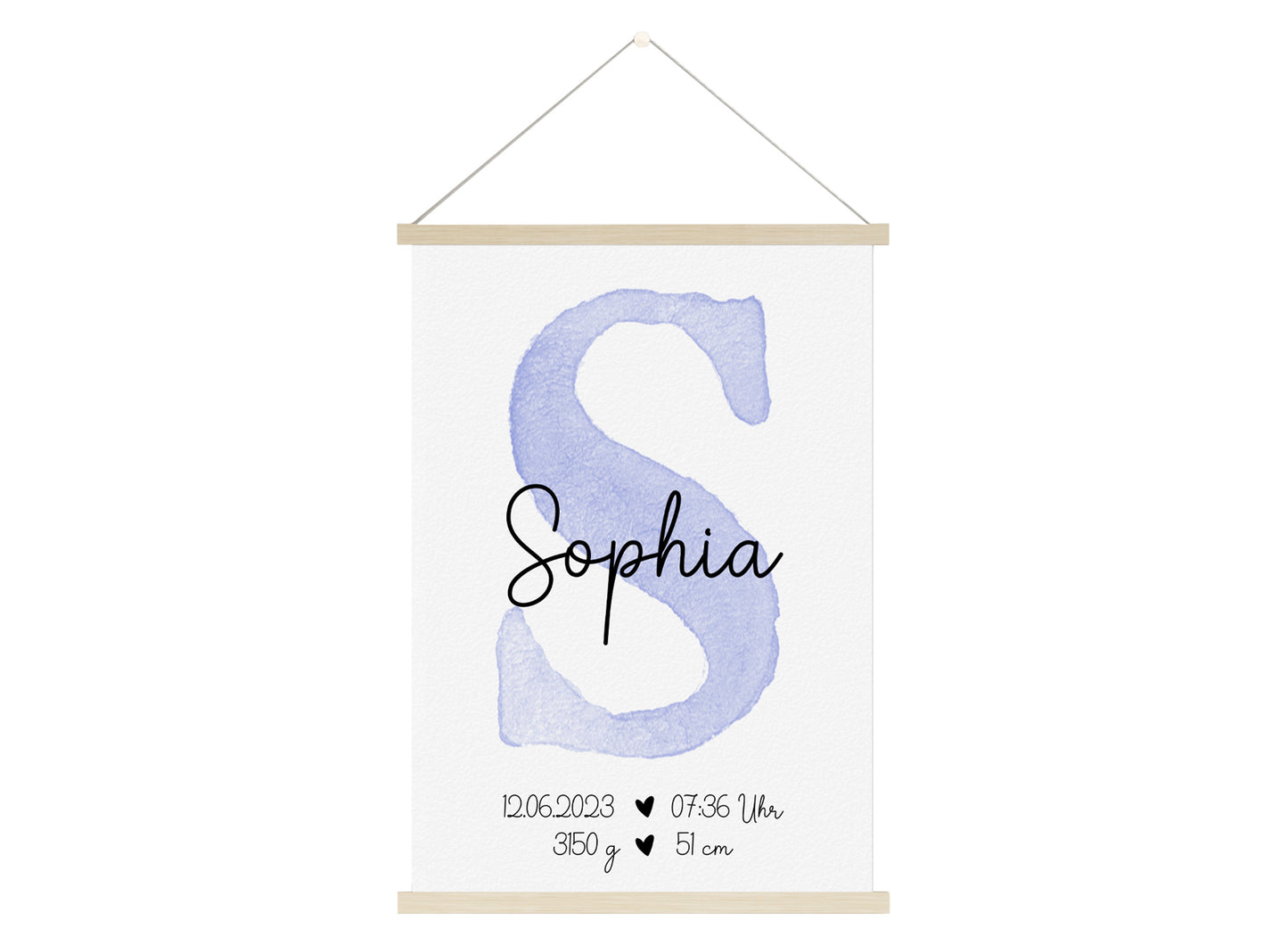 Personalisierbares Baby Geburtsposter mit Babyname & Geburtsdaten