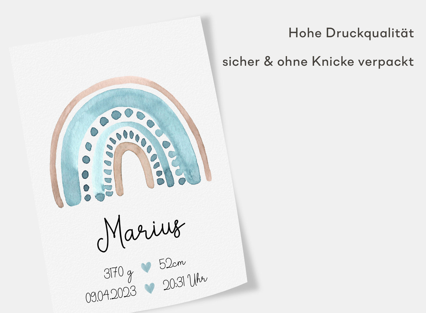Regenbogen Geburtsposter mit Babyname & Geburtsdaten