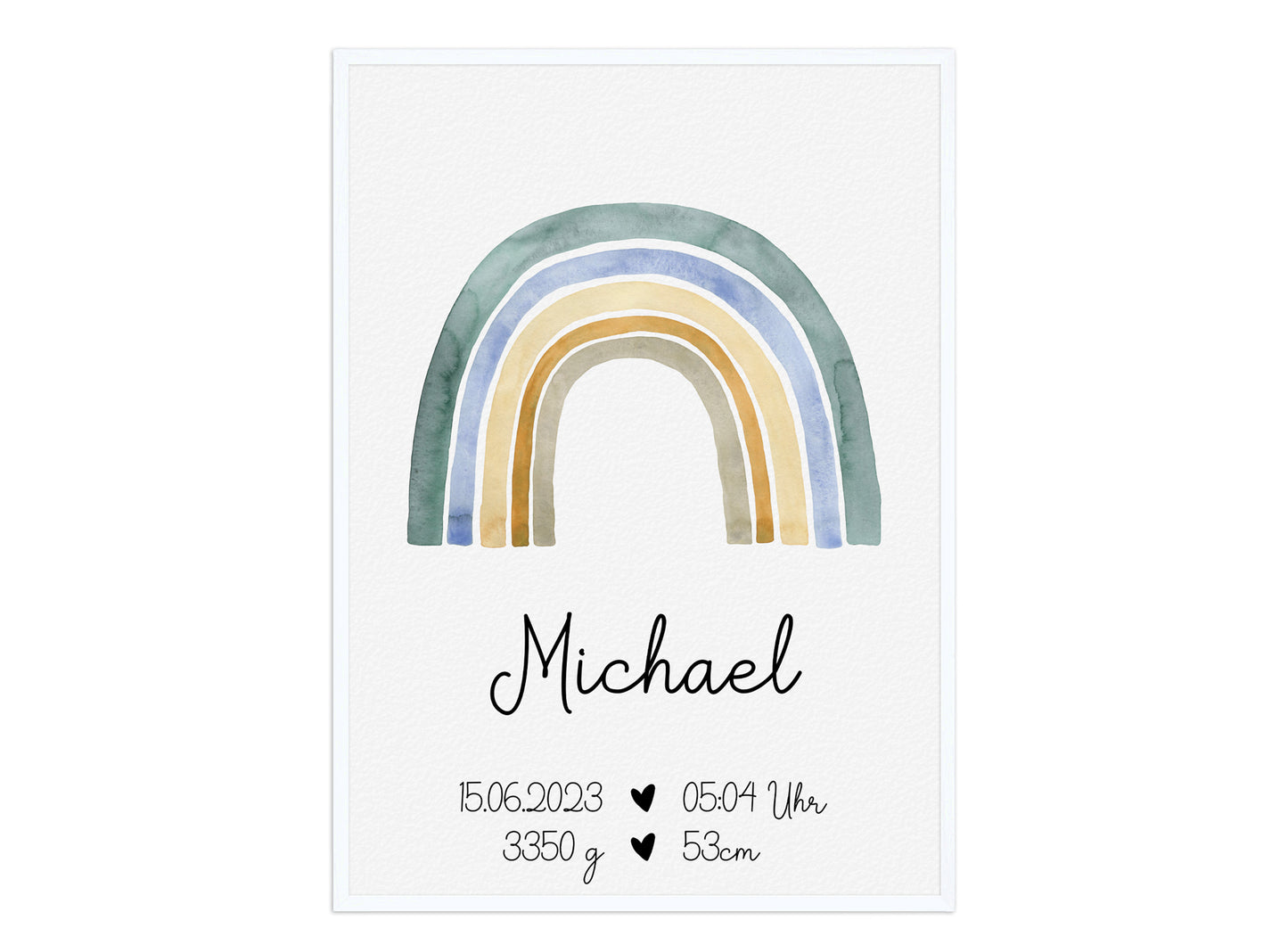 Regenbogen Geburtsposter mit Babyname & Geburtsdaten