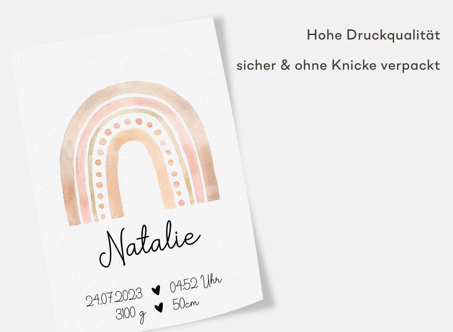 Regenbogen Geburtsposter mit Babyname & Geburtsdaten