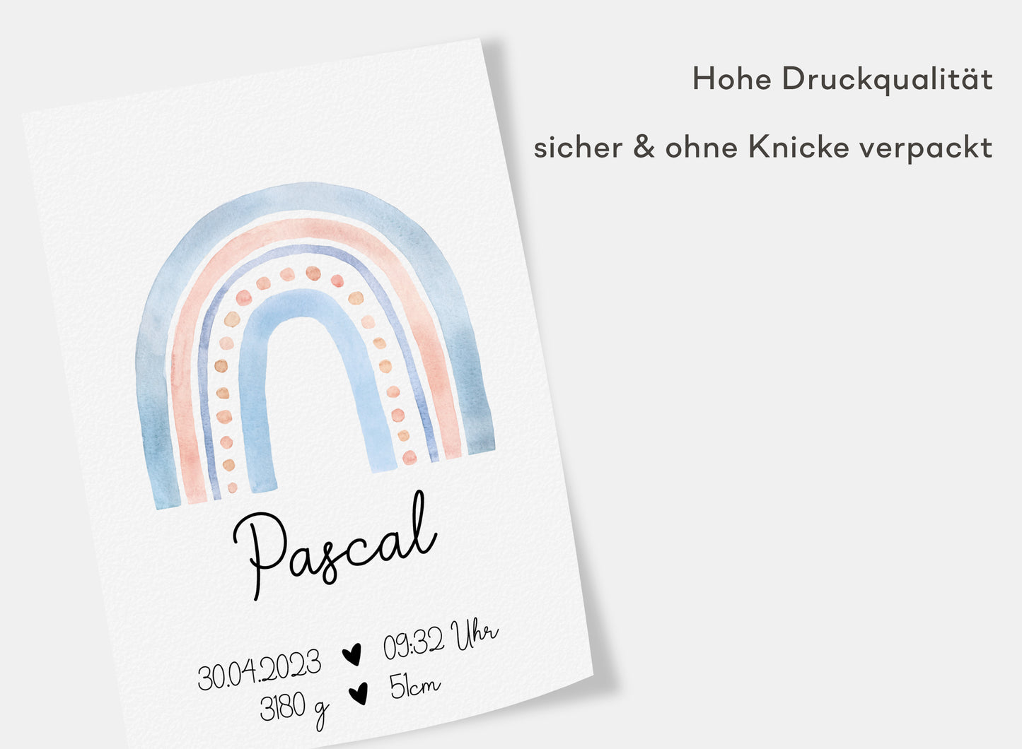 Regenbogen Geburtsposter mit Babyname & Geburtsdaten