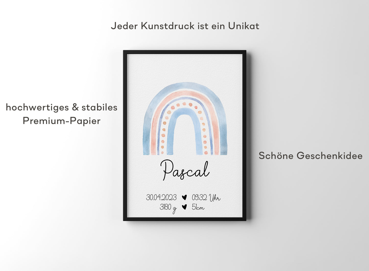 Regenbogen Geburtsposter mit Babyname & Geburtsdaten